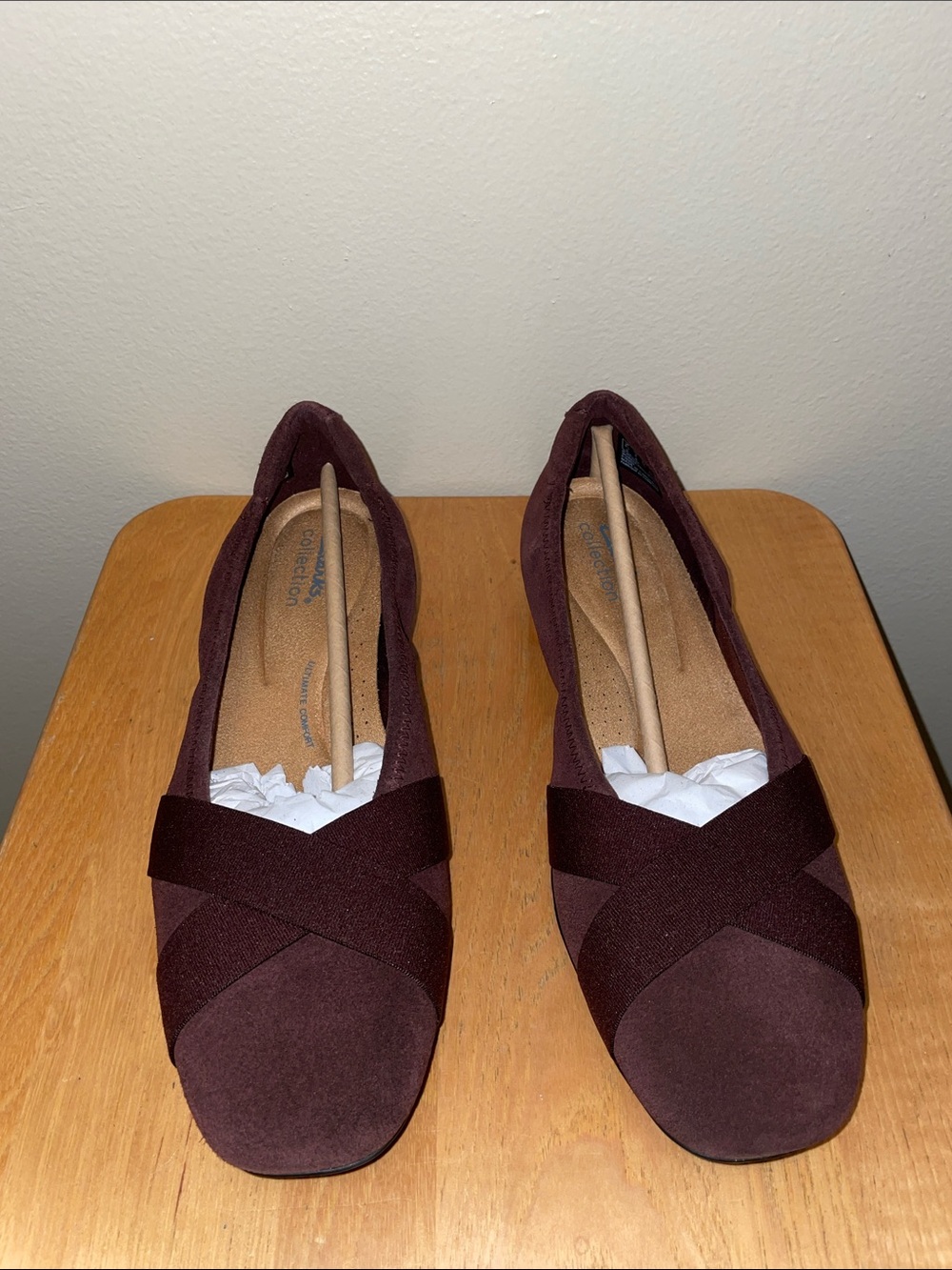 Clarks Jazmyn Gem Merlot Suede Ballerina Flats Size 8 M